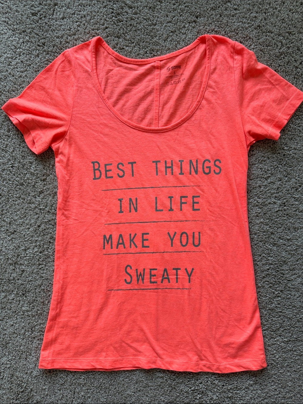 Neon Coral Scoop Neck Graphic Tee